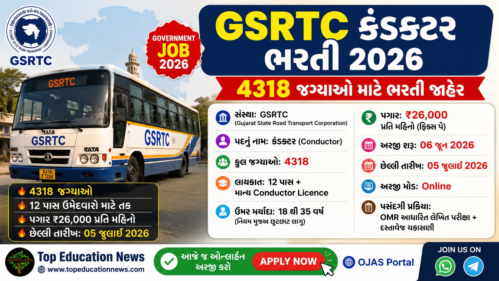 GSRTC Conductor Recruitment 2026